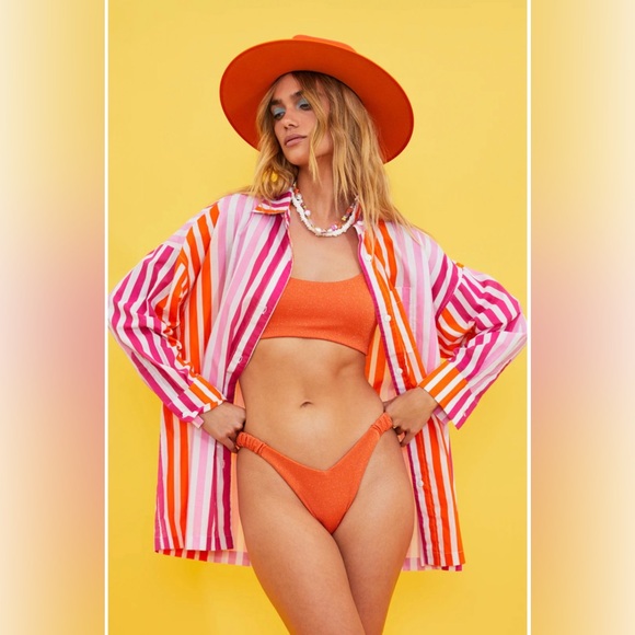 NTW Beach Riot Alexa Top in Sunset Stripes $118 Original Price now only $79 - Picture 2 of 8